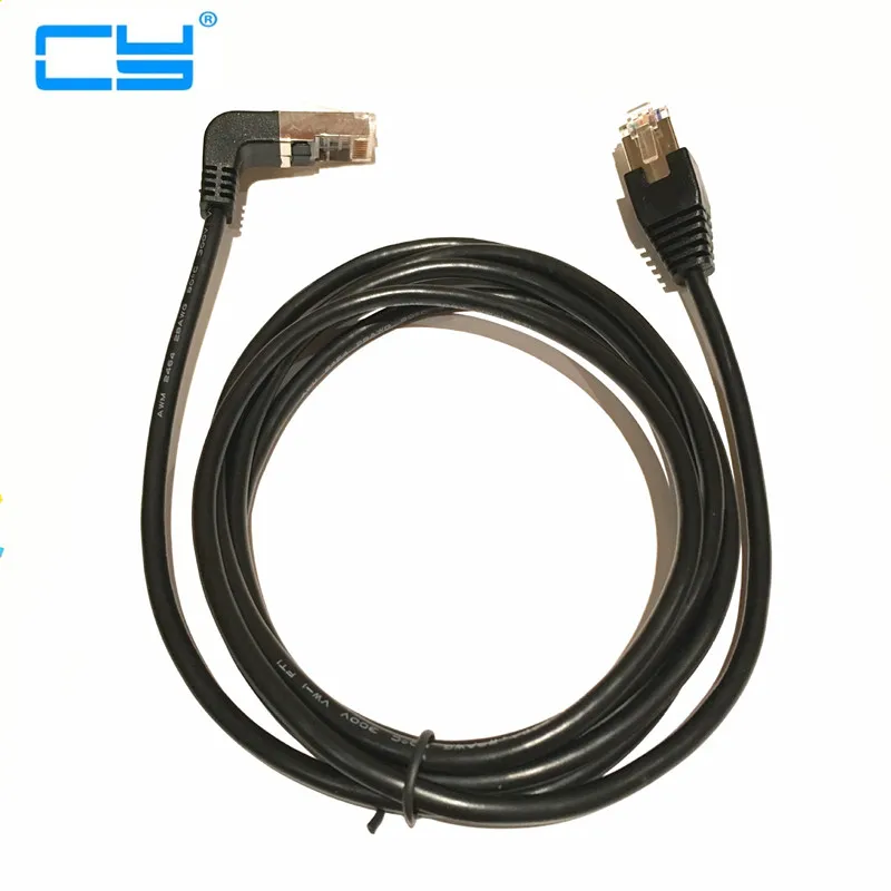 Угловой Cat5e 8P8C STP Cat5 Cat 5e RJ45 Lan Ethernet сетевой Соединительный шнур прямой кабель 90 50 см