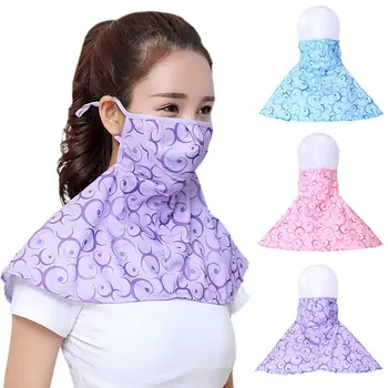 

Flower & Dot Design Women Summer Face & Neck Cover Outdoor Breathable Neck UV Protection Shawl Sun-proof Face Mask
