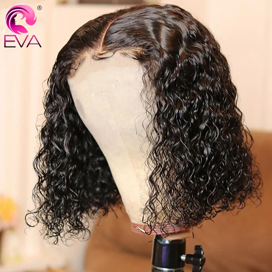 Eva HD Transparent Lace Frontal Wigs Curly Lace Front Human Hair Wigs Short Bob Human Hair For Women Jerry Curly Bob Wig