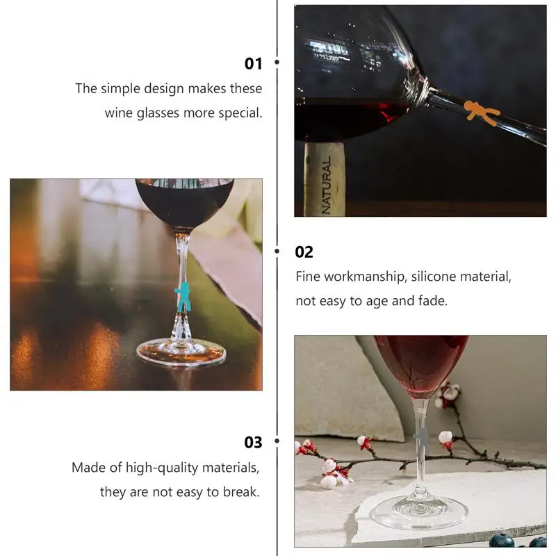 Divertente Etichette per Bicchieri Bere Bottiglia Adesivi Identificatore della Tazza per Bere Cartello per Natale 24 Pz Marcatore per Bicchiere di Vino Silicone Charms in Vetro di Vino 