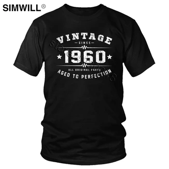 

Vintage 1960 T Shirt Men Cotton 60 Years Old Tshirt Aged To Perfection 60th Birthday Tee Short Sleeves Round Neck T-Shirt Gift