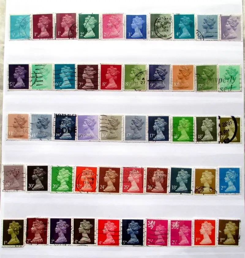 

50Pcs/Lot United Kingdom Stamp Queen All Different NO Repeat with mark UK Postage Stamps for Collecting