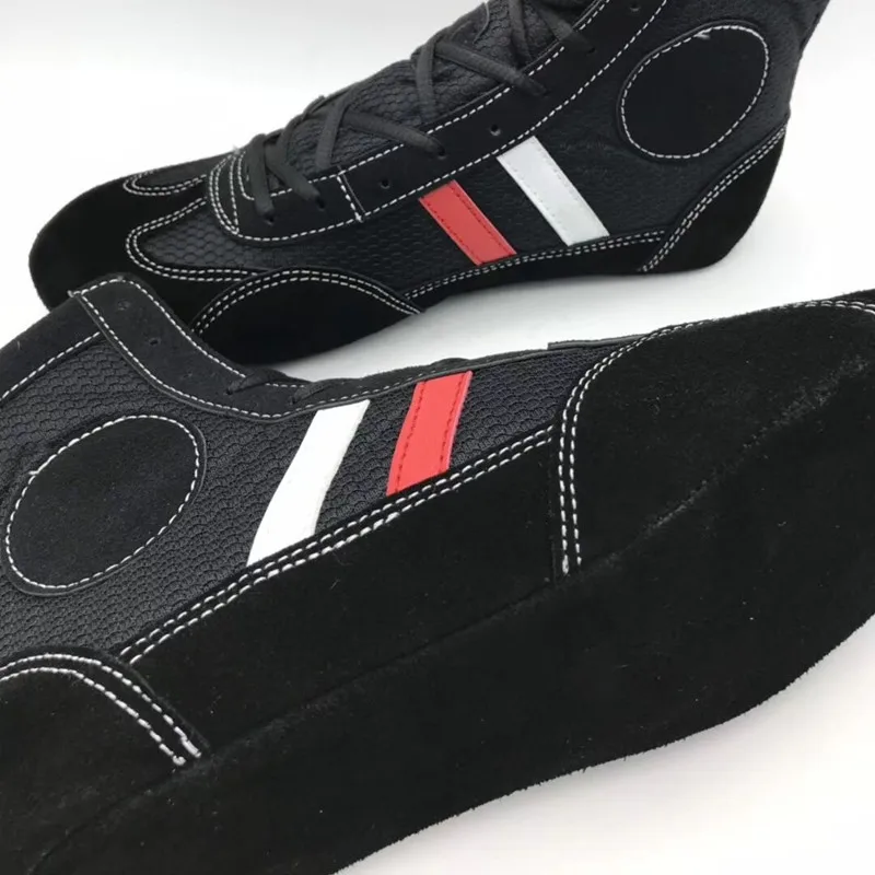 Zapatos de lucha de fondo suave para interiores, zapatillas de cuero para boxeo profesional, botas deportivas de partido de entrenamiento, talla grande 30-46