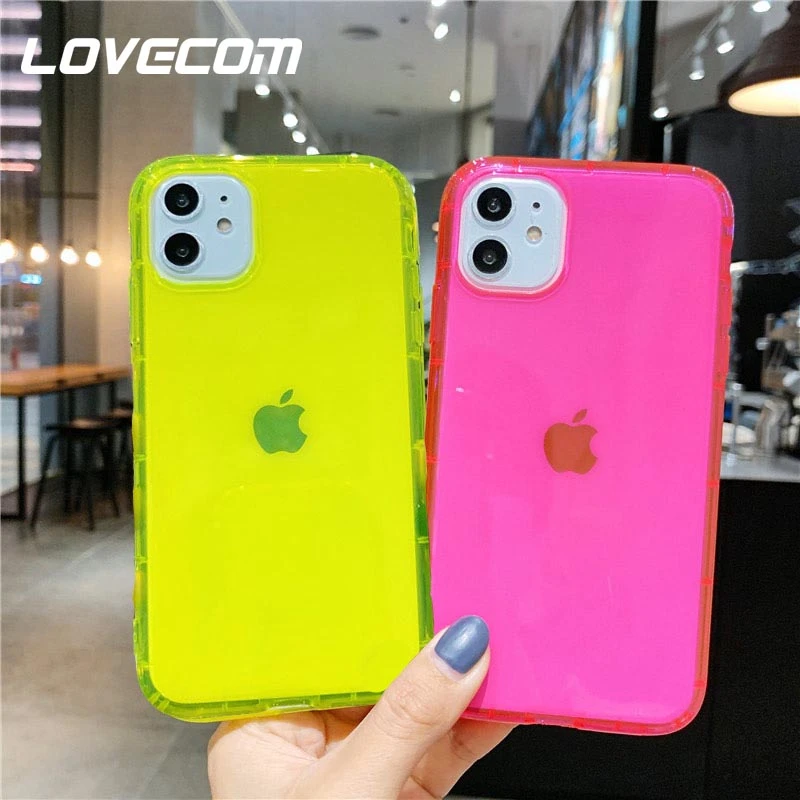 best case for iphone 13 pro max LOVECOM Fluorescent Phone Case For iPhone 13 12 11 Pro Max XR X XS Max 7 8 Plus Neon Shockproof Soft TPU Clear Back Cover Gift iphone 13 pro max case leather