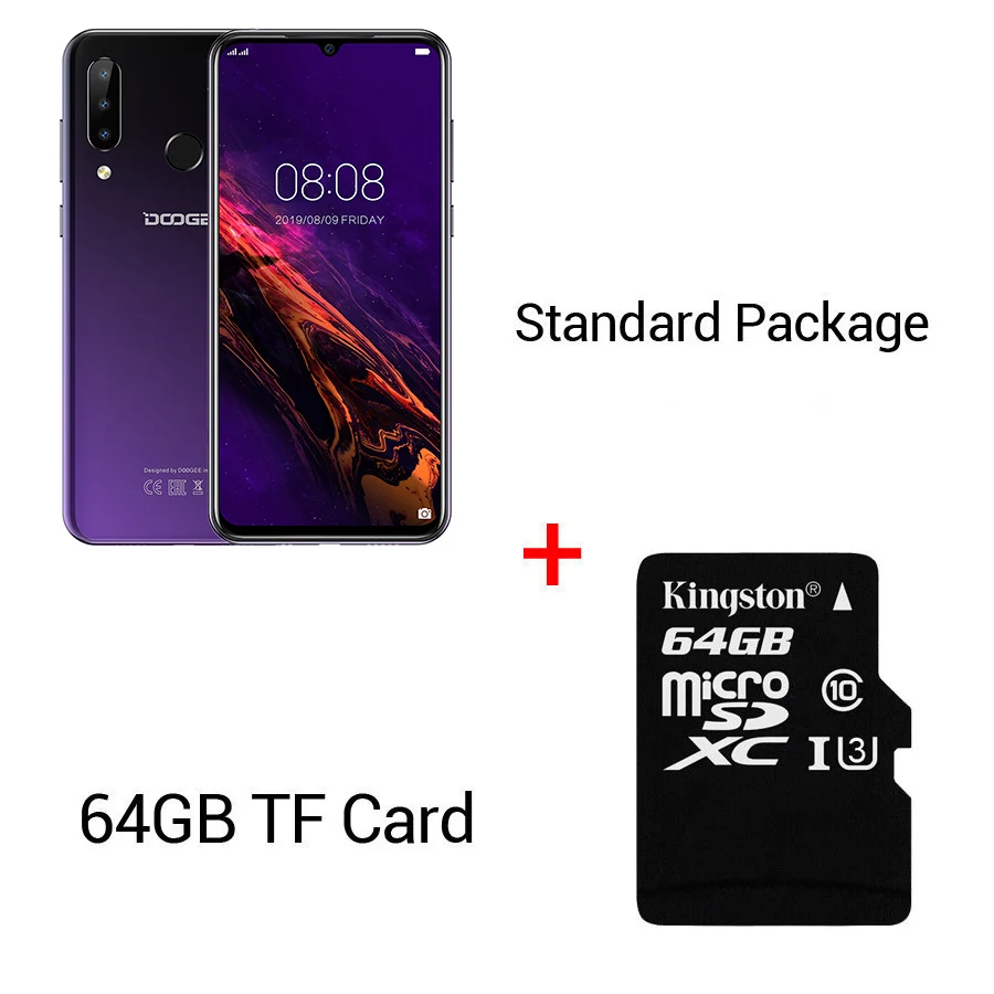 Purple N 64GB Card DOOGEE N20, новинка, смартфон, 6,3 дюймов, FHD+ дисплей, 4350 мАч, 4 Гб+ 64 ГБ, четыре ядра, 10 Вт, зарядка, отпечаток пальца, 16 МП, тройная задняя камера - Цвет: Purple N 64GB Card