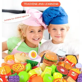 

36pcs Plastic Kitchen Simulation Toy Shopping Cart Set Fruit Cut Cut Vegetable Food House Play Family Interactive Game Toy Gift