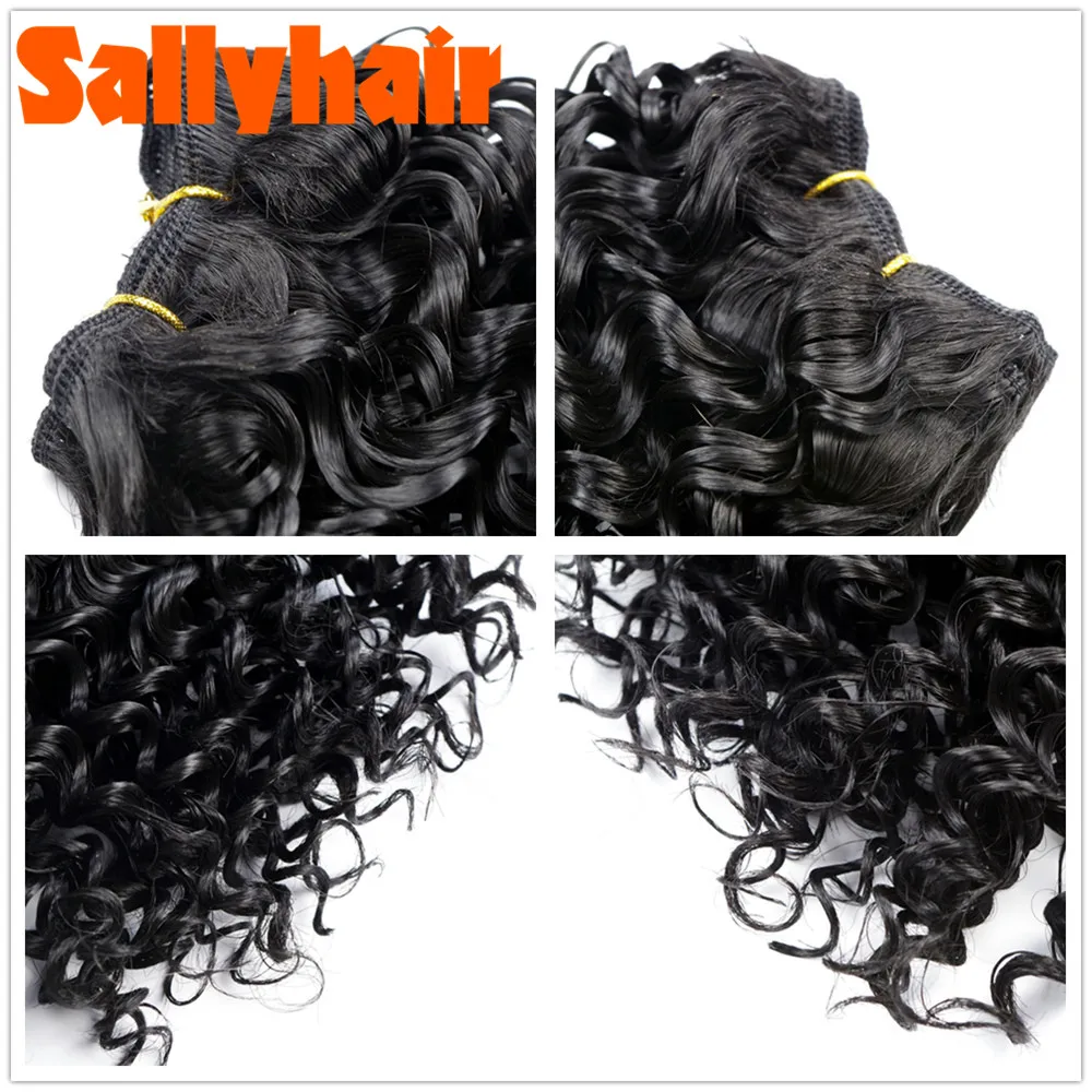 Sallyhair Ombre Color Afro Kinky Curly Crochet Hair Weave Mixed Black Burgundy Synthetic Hair Extensions 3pclot Hair Weavings