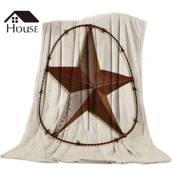 

Texas Lone Star Country West Printed Nap Blanket Soft Comfortable Velvet Plush American Style Blankets Warm Sofa Bed Sheets