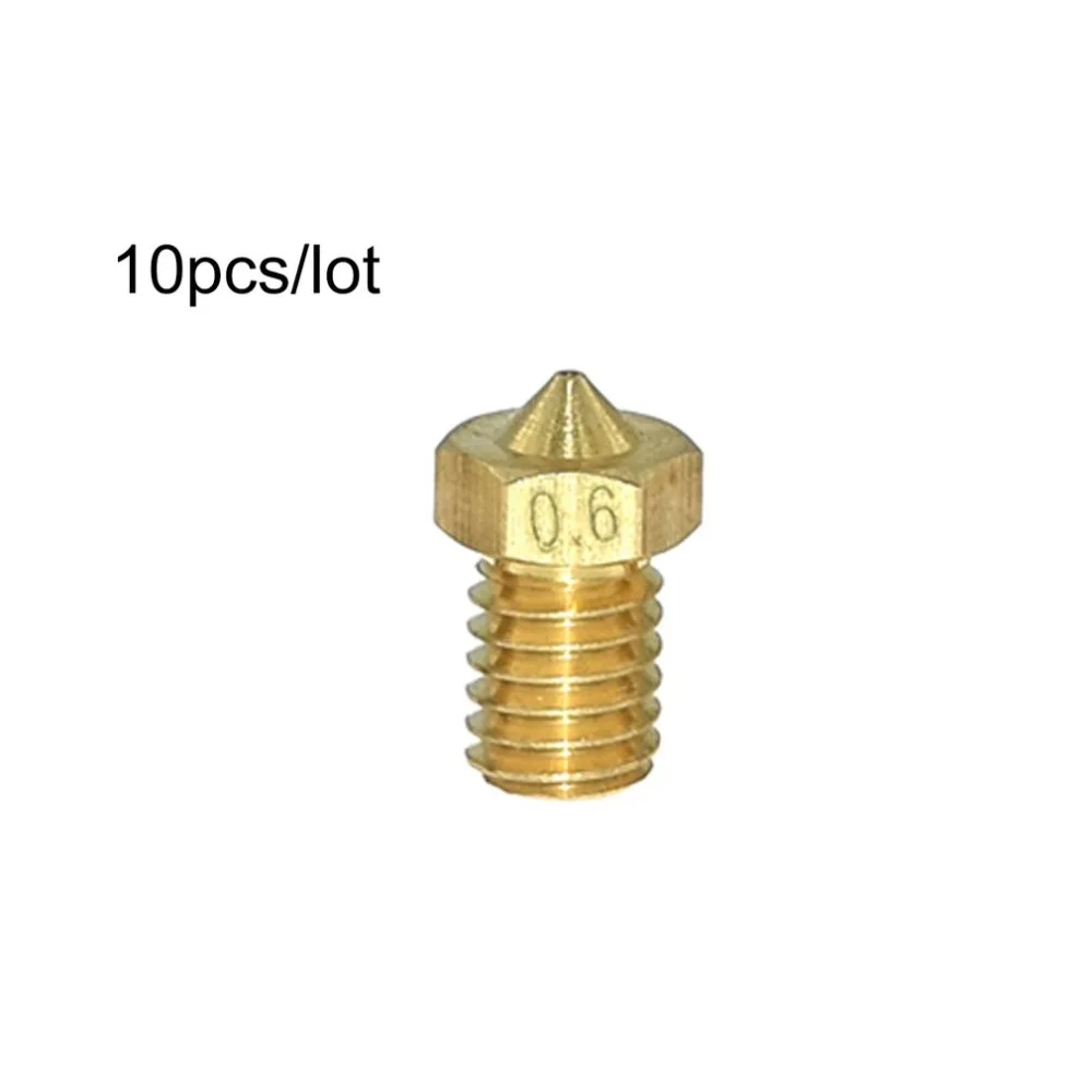 10 шт./лот E3D M6 насадки V5 V6 Металлическая Насадка 0,2/0,25/0,3/0,4/0,5/0,6/0,8/1,0 мм для 1,75 мм/3 мм нить 3D-принтеры Запчасти
