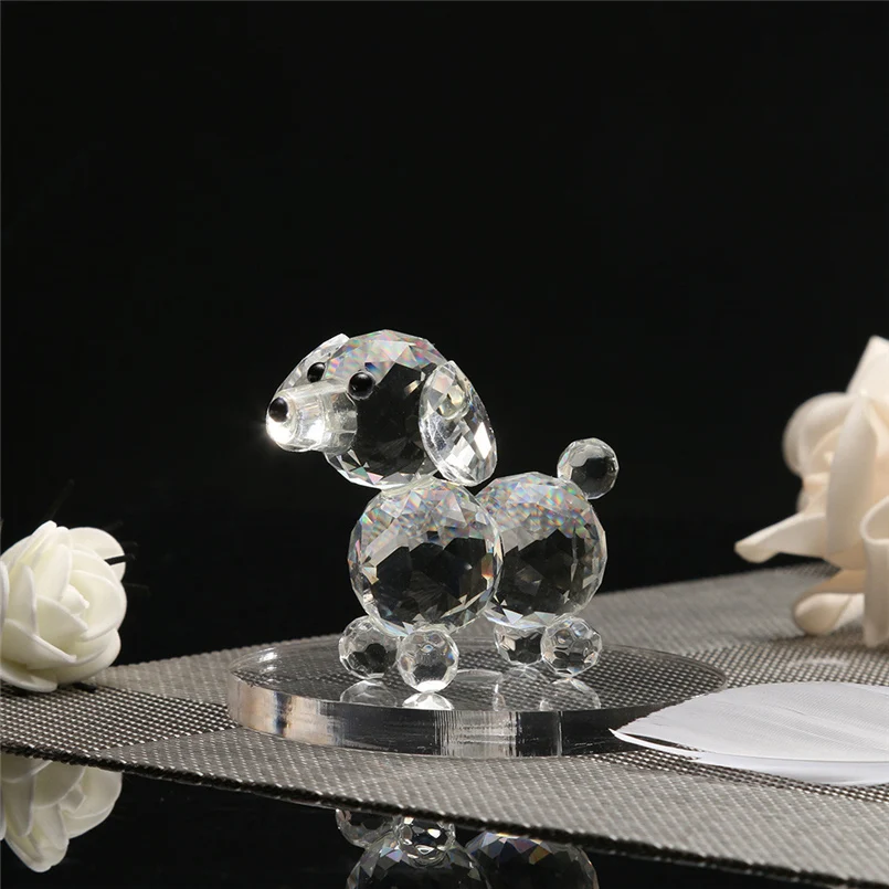 Crystal cute dog figurine collection glass ornament statue animal collectible crystal dog figurine holiday gift decoration 30D13 (8)