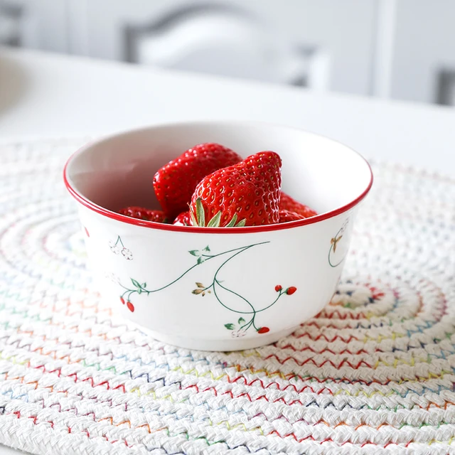 Vintage strawberry vine ceramic salad bowl 4