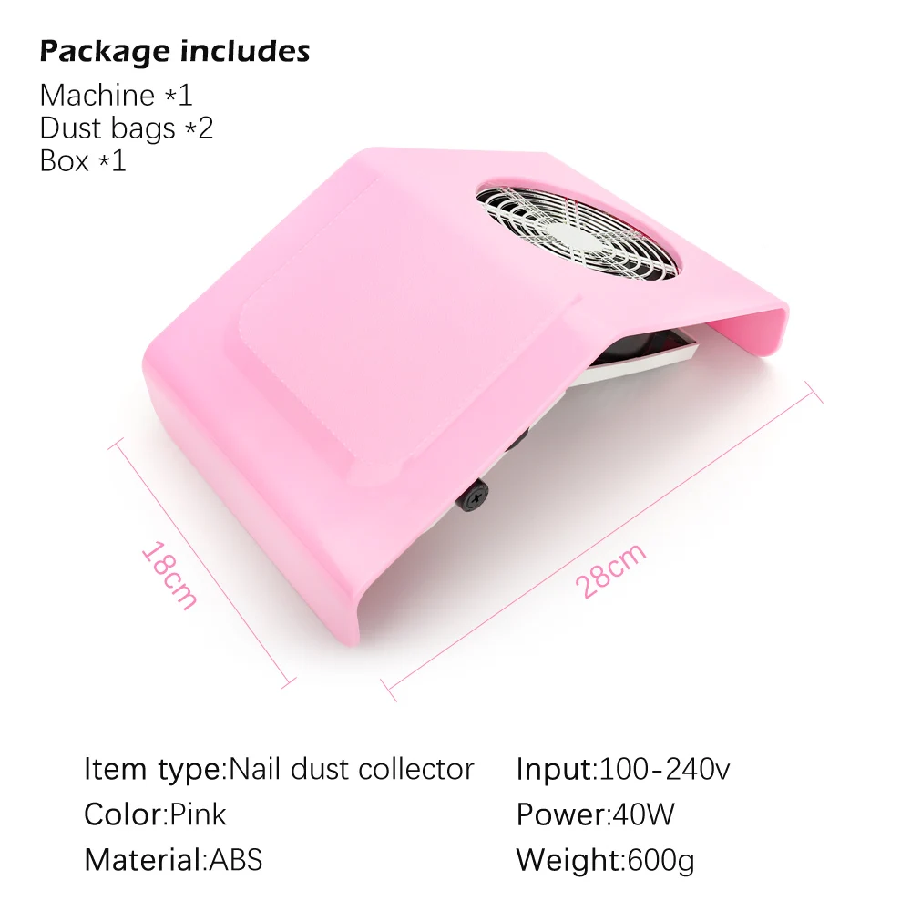 Пылесос вакуумный маникюрный с вентилятором и мешком для сбора пыли от ногтей 40