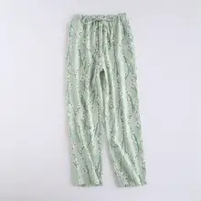 Модные свободные повседневные штаны для сна, женские новые длинные штаны размера плюс, весенние Хлопковые Штаны для сна с цветочным принтом