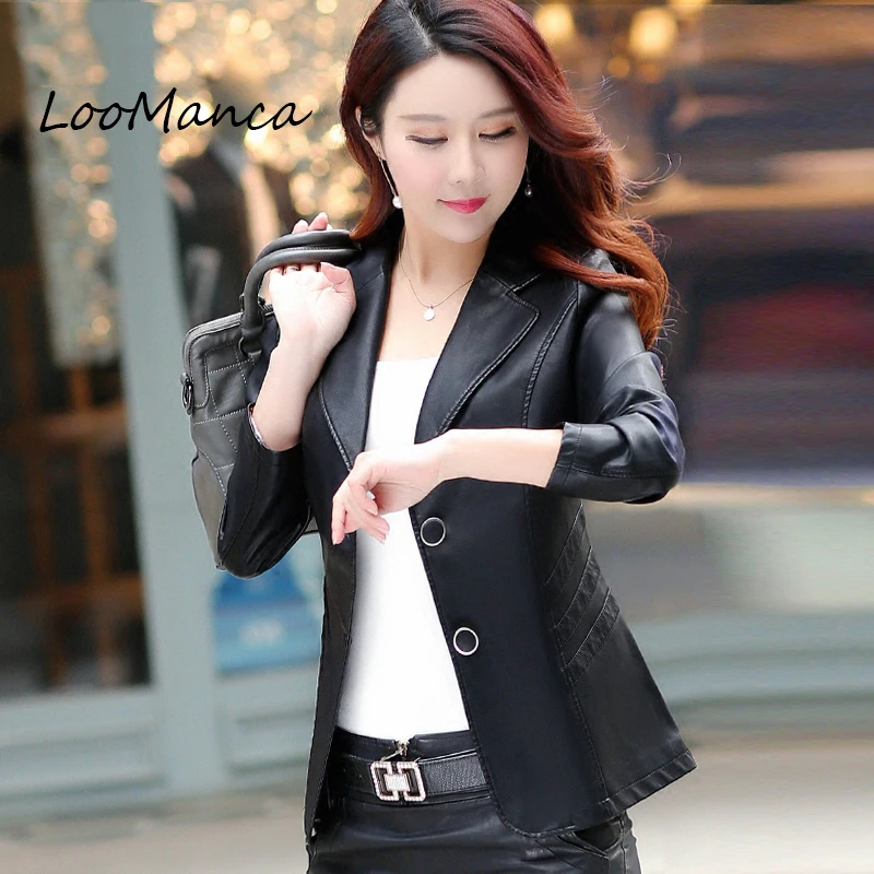 jaqueta de couro tipo blazer