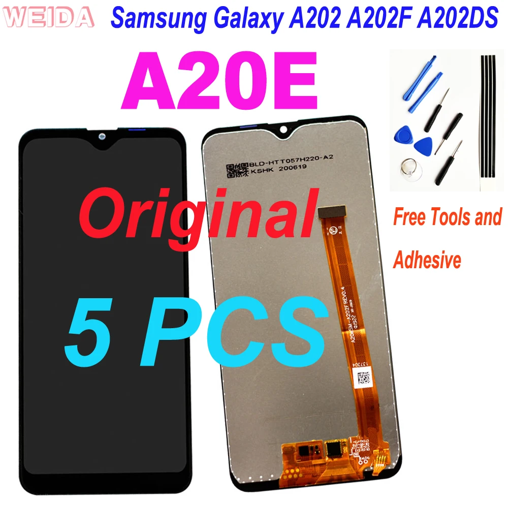 

5 PCS Original LCD For Samsung Galaxy A20E A202 A202F A202DS LCD Screen Touch Digitizer Assembly Replacement for A202 Display