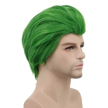 

Halloween mens The Dark Knight Heath Ledger Joker cosplay wig Mens role play joker short green hair costumes