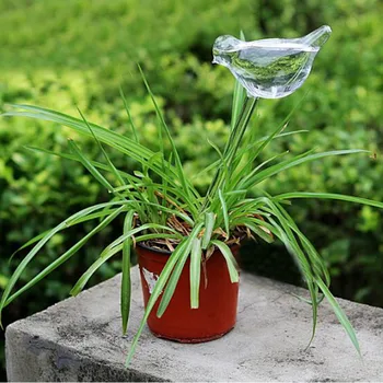 

Bird Shaped Clear Glass Plant Flower Holiday Watering Spike Stake Bird Shaped Water Feeder