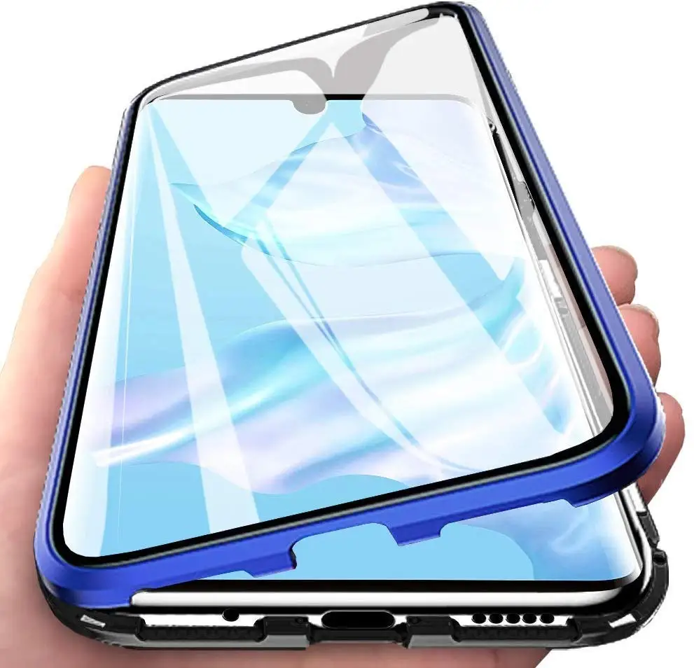 360 Magnetic Glass Phone Case for Samsung A80 A10 A20 A30 A40 A50 A70 A10E A20E A60 M10 M20 Cover Metal Aluminum Bumper Case