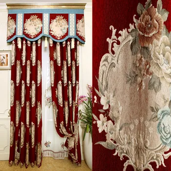 

Big Red Chenille Curtains European-style High-end for Living Room Bedroom Shading Custom Embossed Jacquard Curtains