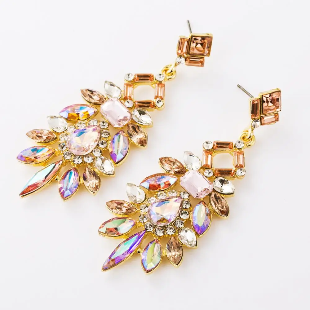 Богемные большие стеклянные Кристальные серьги для женщин индийские массивные ZA