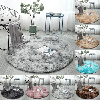 

Gradient Solid Carpet Thicker Rugs Non-slip Round Mat Bathroom Area rug for living room Soft Fluffy Child Bedroom Mats 80/100cm