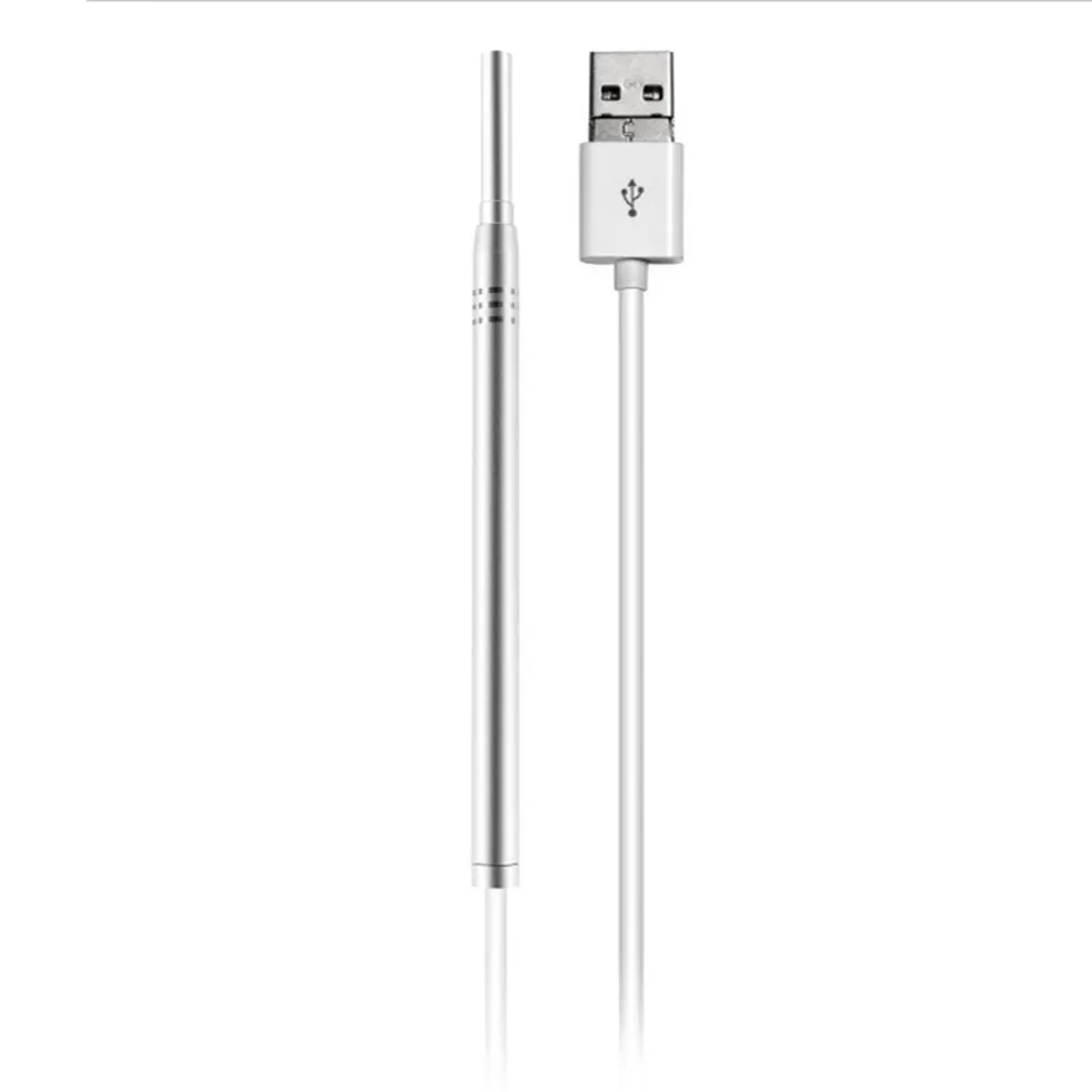 silver and white Эндоскоп для чистки ушей 2 в 1, USB HD, визуальная Ушная ложка 3,9, мини-камера, Android PC, Ушная палочка, отоскоп, Бороскоп, инструмент - Цвет: silver and white