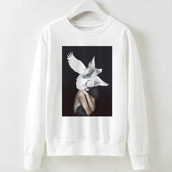 

2019 New Hoodies Women Flower Woman Pattern Print Harajuku Sweatshirt Vogue Fall Winter Pullover Long Sleeve Leisure Round Neck