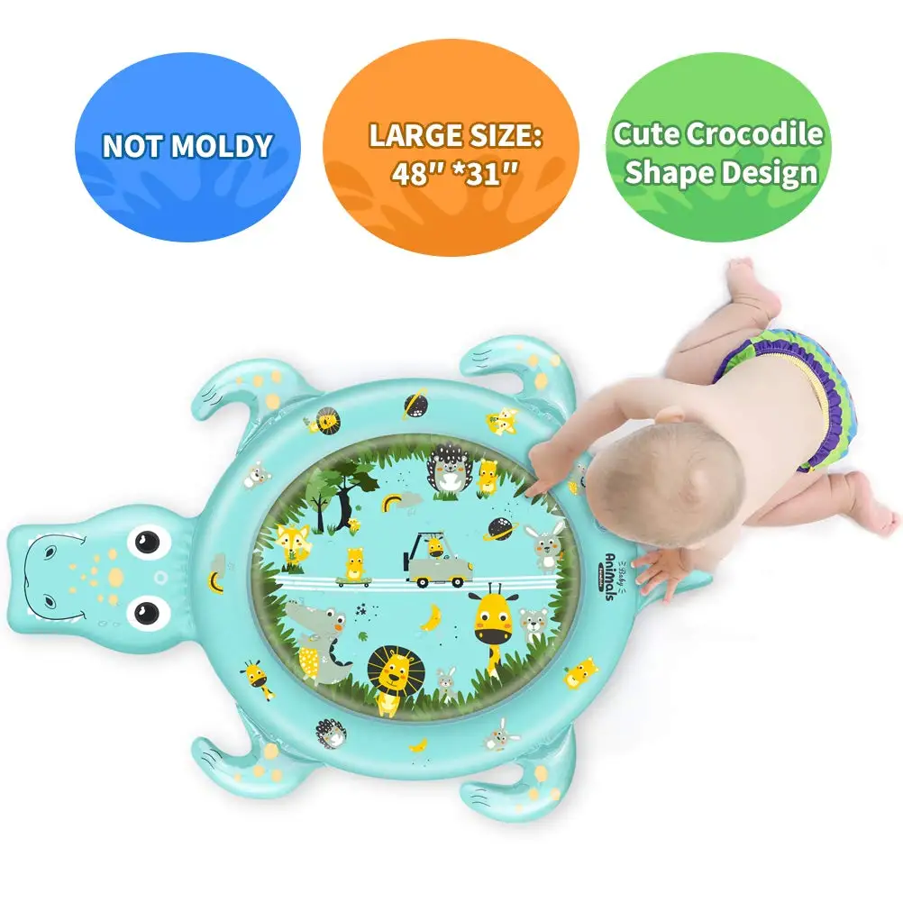 

Baby Large Inflatable Tummy Time Crocodile Animal Water Play Mat for Play Activity Center and Toddler's Growth
