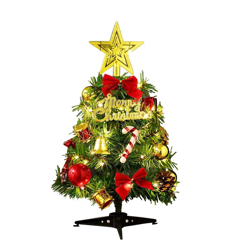 1 шт. Мини Рождественская елка маленький кедр настольная Рождественская елка светодиодный светящаяся Рождественская елка для новогоднего украшения дома 30 см