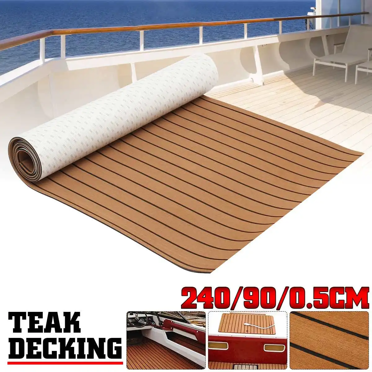 2400*550*6mm Boat Flooring Eva Foam Faux Teak Carpet Blanket Brown Deck  Sheet Yacht Flooring Anti Skid Waterproof Damping Pads - AliExpress