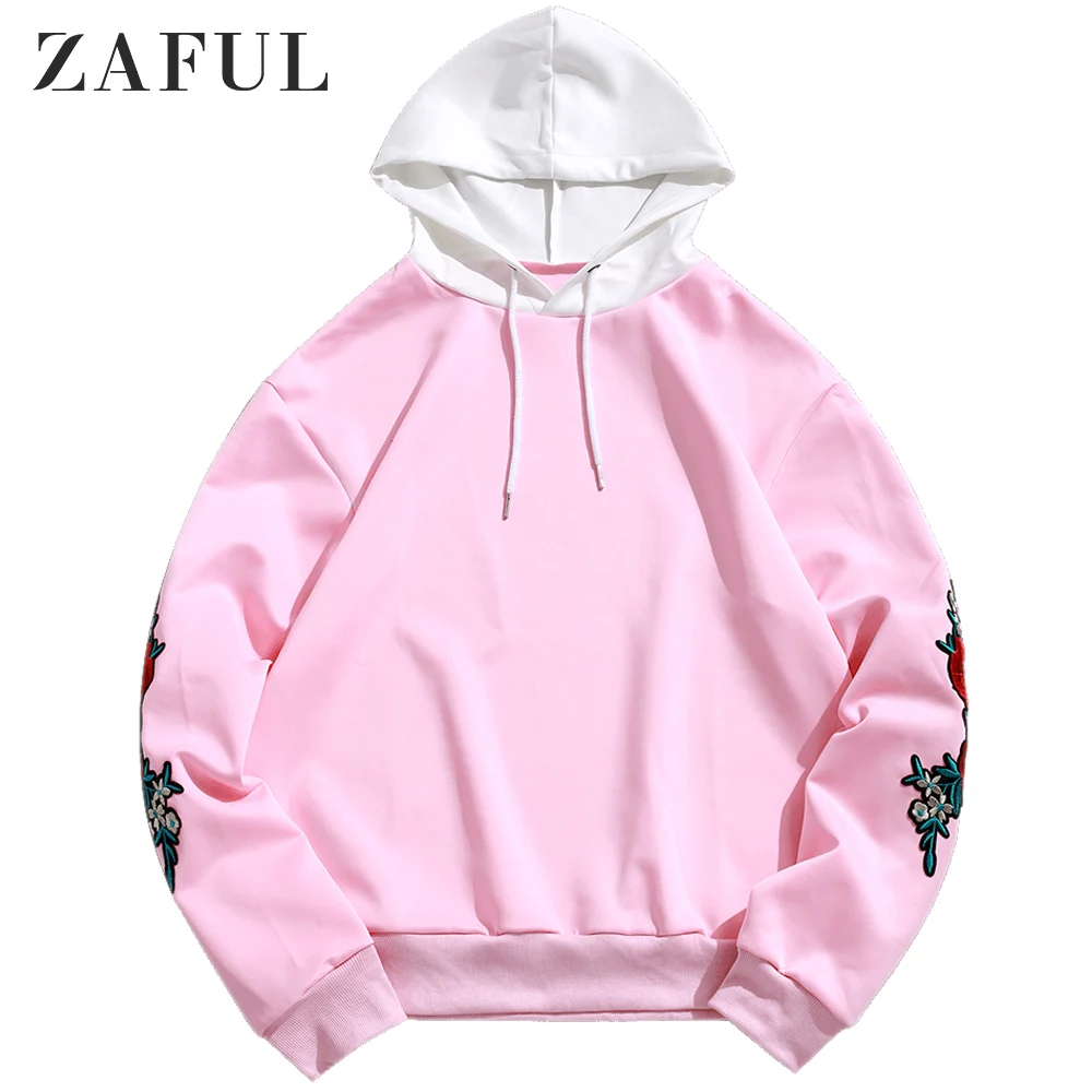 ZAFUL/пуловер с вышивкой и аппликацией на рукавах; толстовка с длинными рукавами; Повседневный пуловер; сезон осень-зима; верхняя одежда; хлопковые топы