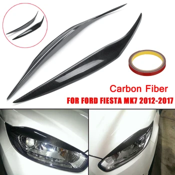 

Pair Car Carbon Fiber Headlight Eyebrow Cover Trim Sticker Head Lamp Protector For Ford/Fiesta Facelift MK7.5 MK8