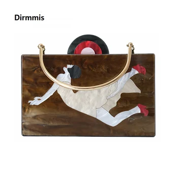 

New Trendy Bags Fashion Women Handbag Brown Cartoon Cute Acrylic Luxury Wedding Party Evening Bag Woman Vintage Box Clutch Purse