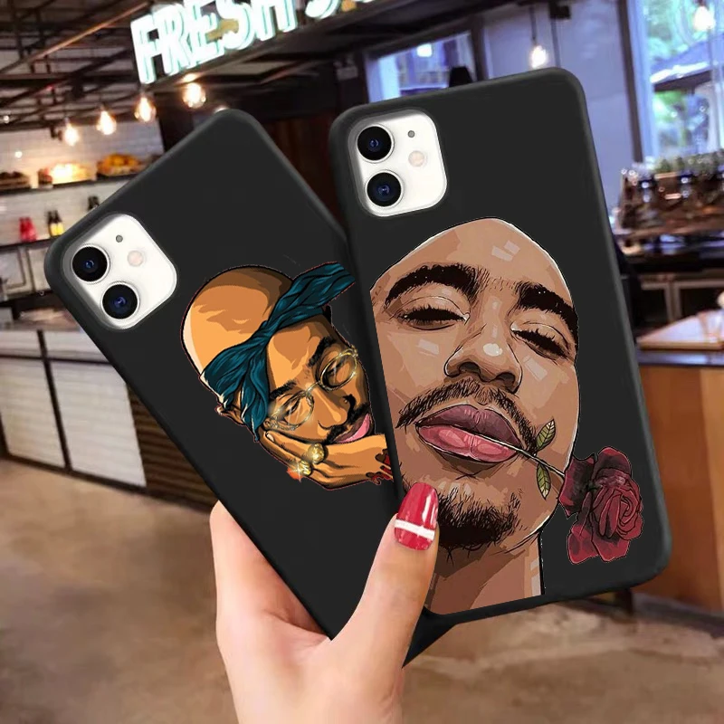 Рэппер Тупак 2PAC Makaveli ТПУ Мягкие Черные телефонные чехлы для iPhone 12pro 11pro max 6 6s 7 8 Plus X