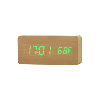 

Simple Led Alarm Clocks Wooden Electronic Temperature Clock Table Sounds Digital Control Desktop Night Light Clock DF50AC