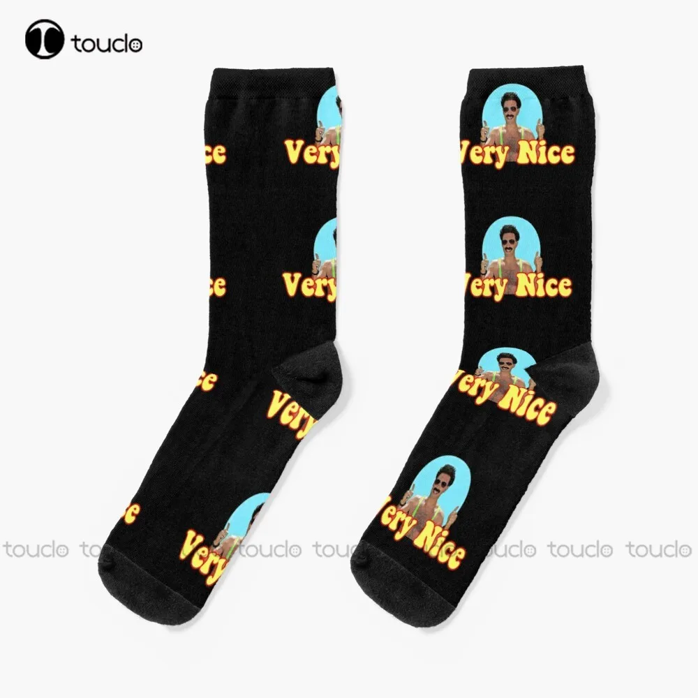 

Borat Very Nice Digital Artwork Socks Mens Colorful Socks Personalized Custom Unisex Adult Teen Youth Socks 360° Digital Print