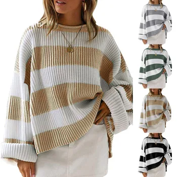 

2019 Basic Striped Solid Autumn Winter Sweater Pullover Women Female Knitted Sweater Long Sleeve Badycon Sweater Pullover