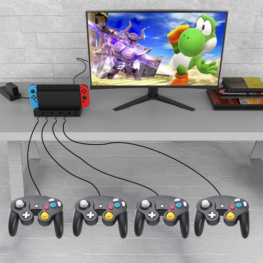 Jys Ns6 Usb Switch Hub With 4 Gc Controller Port Switch Converter Base Portable Switch Adapter For Game Playing Lovers Replacement Parts Accessories Aliexpress