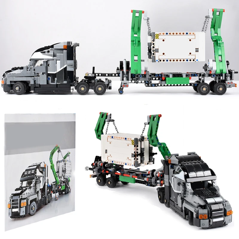 1202+ шт модель грузовика-контейнеровоза блок автомобилей строительные блоки техника автомобиль DIY кирпичи развивающие игрушки для детей подарок