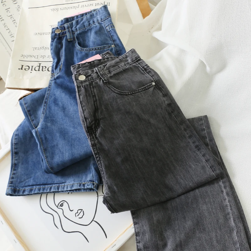 YuooMuoo Ins, популярные винтажные женские джинсы с высокой талией, Новое поступление, простые облегающие свободные джинсы, шикарные синие Черные женские джинсы