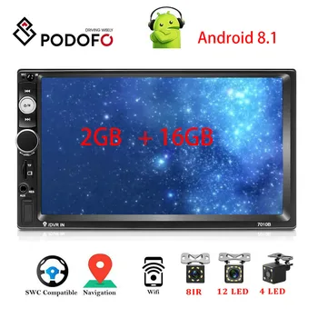 

Podofo 2+32G Andriod 2 DIN Car Multimedia Player 7 Inch Touch Screen Radio Car GPS Autoradio for VW/Volkswagen/Toyota/Nissan/Kia