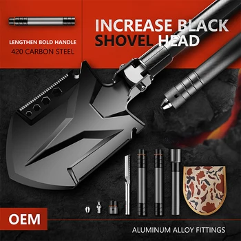 Multi-functional Engineering Shovel Set Wild Survival Tool Military Camping Equipment Folding Shovel with a Free Bag 1