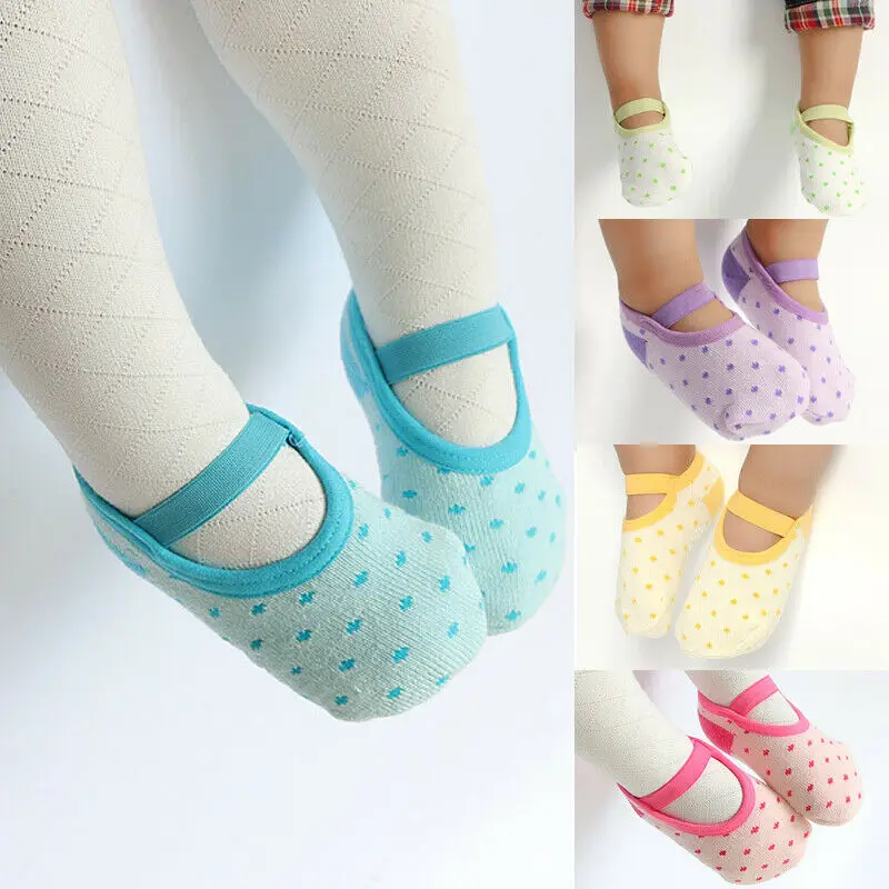 Нескользящие хлопковые носки с отделкой для маленьких девочек; тапочки для новорожденных
