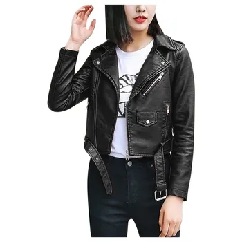 

Women Outwear Fashion Suede Leather Jacket Coats Flight Biker Motorcycle coat New S~XL Ladies black Streetwear Zipper N11