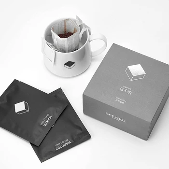 

Free shipping Greybox Ear-Hanging Coffee Hand-Washed Freshly Ground Coffee Powder American Portable 10G * 5 Packs/Box