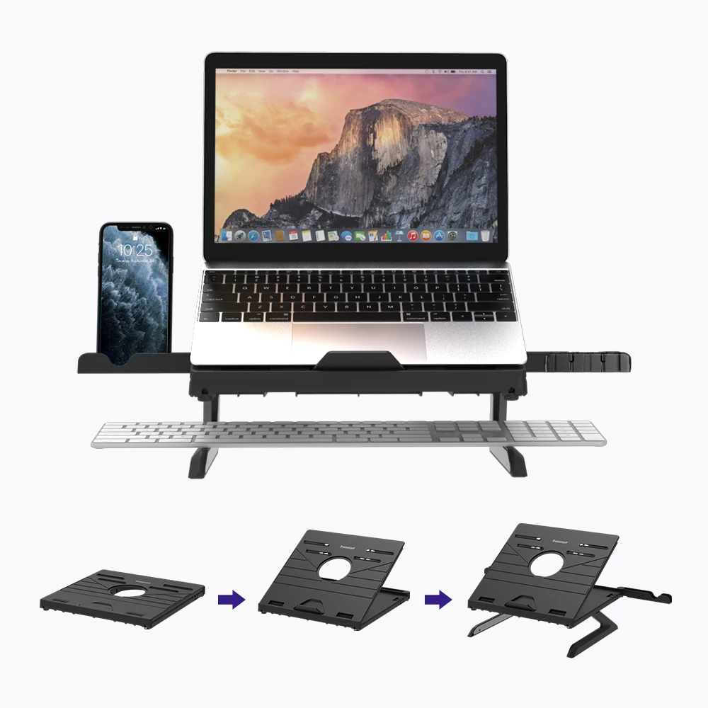  Tronsmart D07 Foldable Adjustable Laptop Stand with Phone Holders Compatible with 10 to 17-in Lapto