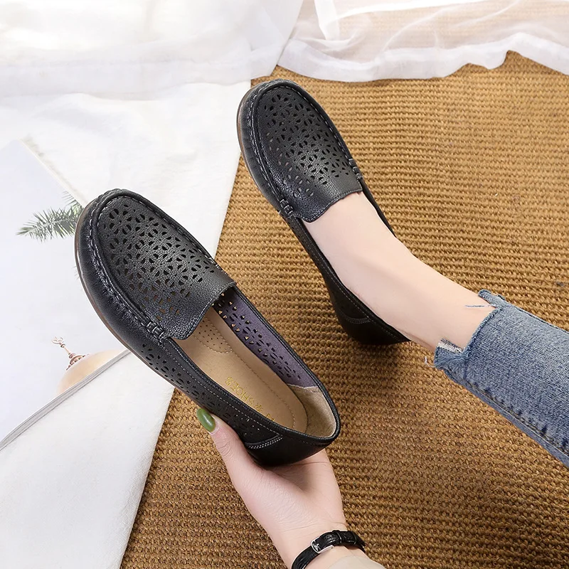 Nurse shoes women new summer breathable flat bottom hollow white soft-soled sandals shoes for women