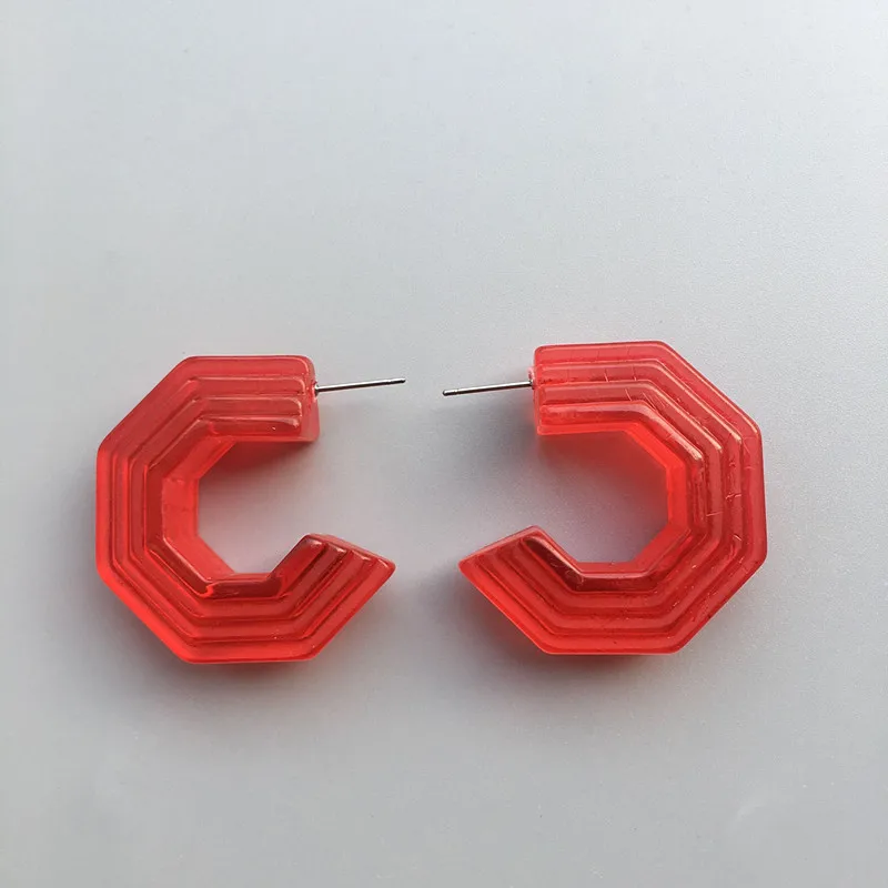 IGU top sale good quality 15 Colors Acrylic resin Multi-layered hoop Earrings for Women highly recommend wholesale - Окраска металла: A