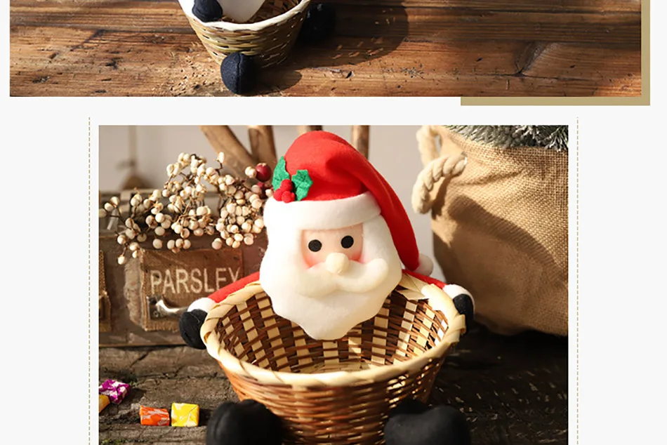 Рождественское украшение разные стили рождественские конфеты корзина для хранения фруктов украшения Санта Клаус Снеговик Олень корзина подарок AF180