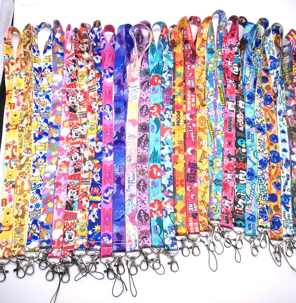 

New 10 pcs/20 pcs/50 pcs mixed stitch mickey minnie Lanyard Key Lanyard Cosplay Badge ID Cards Holders Neck Straps Keychains K5